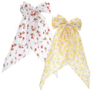 Beaupretty 2 Pièces Barrettes à Nœud Longues Fleuris pour Filles Clips à Ressort Décoratifs Jaune et Rouge Blanc Accessoires Cheveux et Réutilisables pour Fêtes et (KenuoL, neuf)