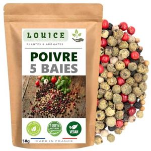 Poivre 5 Baies 50g &ndash; M&eacute;lange Aromatique pour Subir Vos Plats d'une Saveur Unique (LOUICE, neuf)