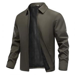 Allthemen Blouson Homme mi Saison Casual Bomber Jacket L&eacute;ger Zip Veste Manches Longues Business Printemps Et&eacute; Kaki 3XL (Allthemen, neuf)