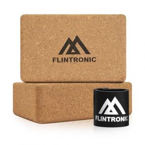 Flintronic Lot de 2 Blocs de Yoga, Brique Yoga Li&egrave;ge, Briques Yoga, 100% Naturel Briques de Mousse de Fitness, pour Pilates, Yoga, &Eacute;tirement, Accessoires de Fitness, 22.5x14.5x7.5CM (flintronic, neuf)