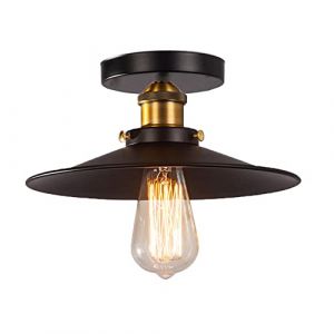 Plafonnier Industriel Retro Vintage Lustre Abat-jour en Métal E27, Luminaire Suspension Fer Loft Moderne Style Lampe de Plafon pour Chambre Salon Couloir Bar Maison Restaurant Café, Noir (xindaxin, neuf)
