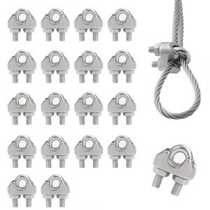 18 Pièces Serre Cable Acier 3mm, M3 Câble Métallique Clips, Serre Cable Inox 304, Serre-câble Métallique Ferme, Clips Cable Acier, Wire Rope Clamp pour Cordes À Linge, Auvents, Cordes, Élingues (AnHuiTieWo, neuf)