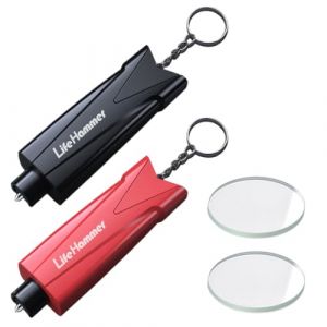CATOR 2 Pcs Marteau de Sécurité pour Voiture, Brise Vitre avec Outil de Coupe Ceinture et Marteau de Sauvetage pour Les Bus, avec Socle, Nouveau Marteau d'urgence pour Voiture pour Sauver des Vies (QUQU JIANING, neuf)