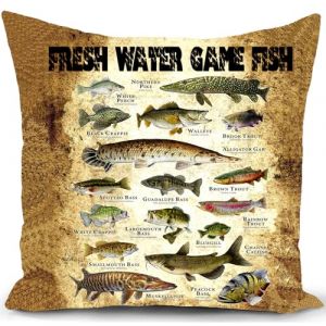 HUASHUZI Peche Housse Coussin 40x40 cm Homme Cadeau Fete des Peres pecheur Materiel de Peche Accessoire Cadeau pecheur Carpe decoratif scandinave pour canap&eacute; Chambre (?HUASHUZI?, neuf)