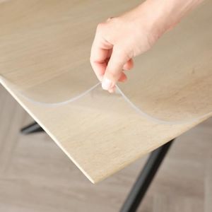 Trente Nappe Transparente 3mm - Nappe rectangulaire Anti Tache avec Bords inclinés, Protection Table Lavable, Toile cirée au Metre, Nappe de Table Plastique pour l'intérieur et l'extérieur 80x180 cm (TafelzeilOpMaat, neuf)