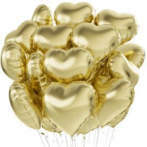 Ballon Coeur or 20 pcs, baudruche en Forme de Coeur, Ballons de Fleuret, Ballon Helium Coeur pour Anniversaire, Mariage, Saint Valentin, décoration de fête de Noël（Or clair） (WEIMEIYING, neuf)