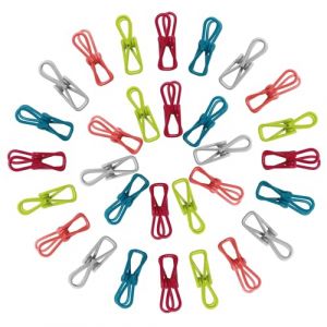 Lot de 40 clips alimentaires - En acier et PVC - Pour le stockage des aliments, des clips d'&eacute;tanch&eacute;it&eacute;, des pinces alimentaires multifonctions, des pinces &agrave; v&ecirc;tements, des pinces &agrave; linge - Clips (CARANNAC LTD, neuf)