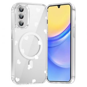 Saqmkil Coque Magn&eacute;tique pour Samsung Galaxy S24+ 5G 6,7",Compatible avec MagSafe, Transparente Fille Etui avec Aesthetic Motif Coeur Dessin, Souple Silicone TPU Case Antichoc Housse pour Samsung S24+ (HEILALA VANILLA, neuf)