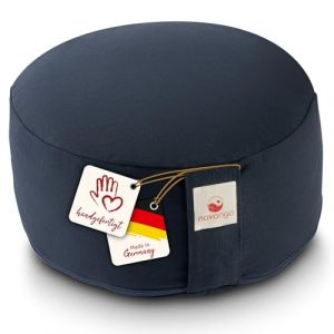 Navango&reg; Coussin Zafu Rond de M&eacute;ditation et Yoga &ndash; Pouf de Sol 15 cm &ndash; Fabriqu&eacute; &agrave; la main en Allemagne &ndash; Garnissage Naturel en &Eacute;peautre &ndash; Housse Lavable 100% Coton &ndash; Coussin de Yoga Ergonomique (tevigo gmbh, neuf)