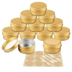 YANCAER 50 Pièces Pots en Aluminium Or de 50ml avec Couvercle - D57mm x H28mm Vide Ronde Cosmétiques Pot Conteneurs de Voyage pour Maquillage, Crème, Baume à Lèvres, Mini Bougies (CaYanear, neuf)