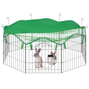EUGAD Enclos Extérieur pour Lapins - Parc à Animaux Ø143cm avec 8 Panneaux 56x60cm, Filet de Protection, Porte Sécurisée & 6 Piquets - Cage en Métal pour Lapins, Cochons d'Inde, Poules (Eugad, neuf)