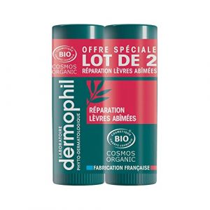 Dermophil Indien R&eacute;paration L&egrave;vres Ab&icirc;m&eacute;es Bio Stick Lot de 2 x 4 g (Secuenor, neuf)