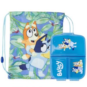 Sorrisini Boîte à Sandwich Enfant, Boîte à Déjeuner pour Enfants, Sac de Gym, Picnic, Piscine, Natation, Lunch Box Avec Sac, Bluey (Sorrisini_Store, neuf)