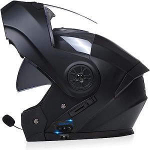 Adulte Bluetooth Modulable Casque Moto Homme Et Femme ECE Homologué Flip Up Casque Moto avec Double Visière pour Anti-Collision Casque Scooter Integral Modulable Locomotive Casque (GLHXD, neuf)
