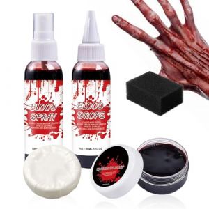 Kit De Maquillage Halloween Sang | Faux Sang Effrayant Vampire Zombie Avec Savon Nettoyant - Accessoires de D&eacute;guisement Lavables Zombie Vampire pour F&ecirc;tes Cosplay Effets Sp&eacute;ciaux Accessoires (saytians, neuf)