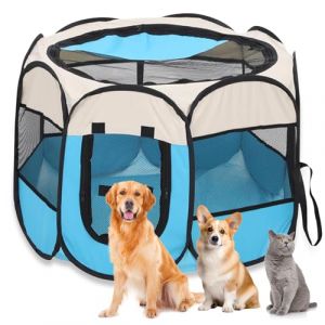 Enclos pliable pour chiot - Pour la maison - 74 x 74 x 43 cm - Portable - Cl&ocirc;ture pour chien - Tissu Oxford imperm&eacute;able - Cage pour chien, chat - Cage pour chien, lapin (HengYangQuanOShangMaoYouXianGongSi, neuf)