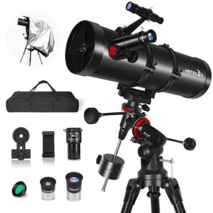 T&eacute;lescope R&eacute;flecteur 150EQ pour Adultes et D&eacute;butants, T&eacute;lescope Astronomique Professionnel avec Monture &Eacute;quatoriale, Support T&eacute;l&eacute;phone, Tr&eacute;pied en Acier, Capuchon Anti-Poussi&egrave;re et Sac de Transport (HETEKAN-EU, neuf)