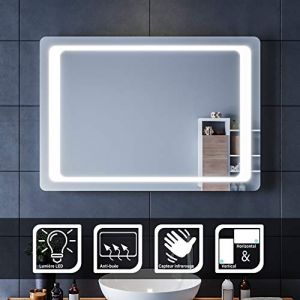 SIRHONA Miroir à LED 100x70cm Miroir de Salle de Bains avec éclairage à LED Mirror Cosmetic Applique Murale pour éclairage Illumination avec Capteur de Contrôle/Anti-buée (ELLIPSE sanitaire, neuf)