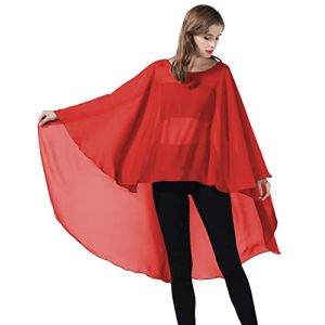 BEAUTELICATE Châle Étole en Mousseline de Soie Léger Cape Poncho Ample De Mariage D’été Soirée Femme Mariée Demoiselle d'honneur(Taille Unique, Rouge) (BEAUTELICATE-FR, neuf)