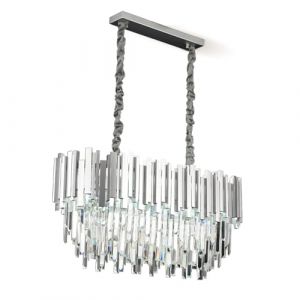 Lustre en cristal moderne,2 en 1 Chandelier en Cristal Moderne Pendentif en Or,9xE14 Lampe à Pendentif en Cristal Rond pour salle à manger, cuisine, salon, chambre, couloir(80 * 30 Cm,Argento) (AHXIAOZN, neuf)