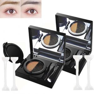 Cr&egrave;Me Pour Sourcils Et Eye-Liner Avec Tampon,Poudre &agrave; Sourcils Imperm&eacute;Able 2 En 1 Et Cr&egrave;Me Pour Eye-Liner Avec Pinceau &agrave; Double Extr&eacute;Mit&eacute; (2pcs 01#Gris) (WEIYIXIN, neuf)