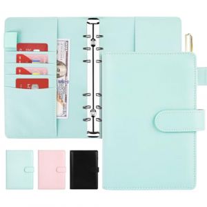 Onlyesh Classeur A6, 6 Anneaux Budget Planner, PU Cuir Classeur Budget avec Bouton Pression, Mini Classeur Pour A6 Enveloppe Budget et Classeur Pochette Transparente (Bleu) (Eliauk-eu, neuf)