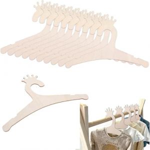THQAE 10 Pcs cintre bebe, cintre enfant, cintres bebe, ceintre bebe, cintres en bois pour b&eacute;b&eacute;, Cintres en bois, S&ucirc;r, sans odeur, Antid&eacute;rapants, Pour b&eacute;b&eacute;s et enfants（Couronne） (ProTechika O&Uuml;, neuf)