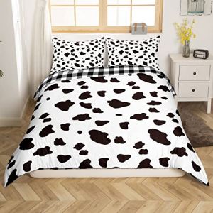 Homemissing Vache Imprimé Housse de Couette Noir Blanc Vache Motif Ensembles de Housse de Couette Moderne Léger Plaid Parure de Lit 200x200cm Dessin Animé Réversible Ultra Doux Décor De Chambre (Bofanshangmao, neuf)