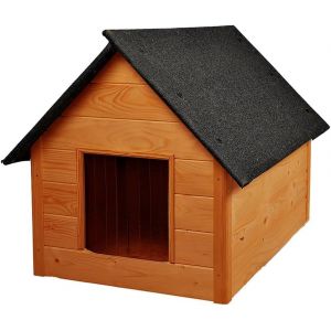 Niche pour Chien Isol&eacute;e et &Eacute;tanche - Maison de Chien Ext&eacute;rieur pour Hiver, Confort Thermique Toute l'Ann&eacute;e - Maisonnette Durable et R&eacute;sistante aux Intemp&eacute;ries - 82x58x47 cm &ndash; Bois Peint (Teak) (WOOD OK, neuf)