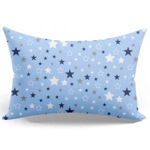 PinkZebra Taies d'oreiller pour enfants - 40 x 40 cm - 100 % coton - Housse de coussin pour gar&ccedil;ons et filles - Certifi&eacute; &Ouml;ko-Tex - Housse de coussin avec fermeture &eacute;clair - &Eacute;toiles bleues (PinkZebra., neuf)