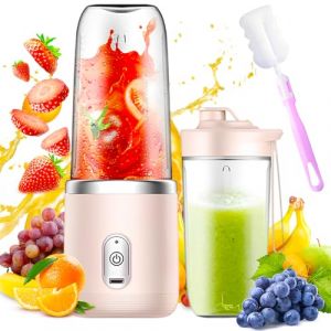 Blender Portable, Afenau 400ML Mini Blender Smoothie avec Brosse et Gobelet de Rechange, Smoothie Mixer, Mixeur Portable pour Milkshakes, Jus, Smoothies (Rose) (enshishiaoshenghongmenchuangyouxiangongsi, neuf)