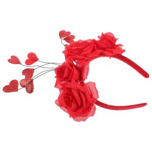 VALICLUD Serrage-T&ecirc;te de C&oelig;ur Rouge Saint-Valentin Bandeau &agrave; Fleurs Artificielles Accessoire Romantique de F&ecirc;te Serrage-T&ecirc;tes pour Cheveux Saint-Valentin Coiffe D&eacute;corative pour Soir&eacute;e (Cedongh, neuf)