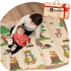 Mallie&reg; Tapis D'eveil Bebe 180x150 CM XXL [Rev&ecirc;tement Anti-rayures] Tapis Bebe, Tapis D'&eacute;veil B&eacute;b&eacute;, Tapis Enfant, Tapis Jeux Bebe, Tapis Eveil Bebe, Tapis Sol Bebe | En Mousse Douce S&eacute;curis&eacute;, Pliable (KES Commerce, neuf)