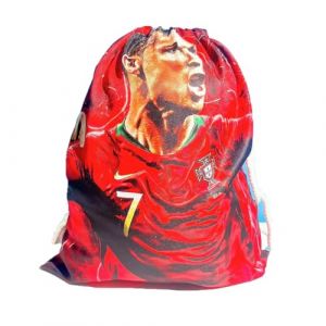 Sac &agrave; dos avec cordon de serrage Motif joueur de football 40 x 50 cm, Cristiano Ronaldo rouge, taille unique (Urfactory, neuf)
