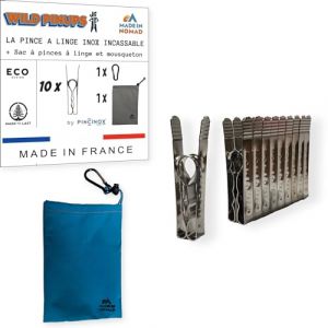 Wild Pinups: 10 Pinces à Linge INOX Incassables Pincinox avec Panier Pince à Linge et Mousqueton. pour Buanderie, Fil à Linge, séchoir à Linge. l'Epingle a Linge Solide, Durable à Vie, Made in France (eTAIL Distribution, neuf)