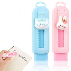 2 PCS Caoutchouc r&eacute;tractable - Meow, papeterie pour effacer crayons et crayons,Gomme en forme de lapin et chaton, id&eacute;al pour l'&eacute;cole de bureau, id&eacute;e cadeau mignonne, 2,5 x 8,8 x 1,5 cm, th&egrave;me Kitty (ycsyhqhysm-shop, neuf)