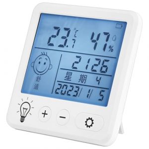 Thermomètre hygromètre numérique rétroéclairé rechargeable par USB - Station météo murale avec réveil (shineW, neuf)