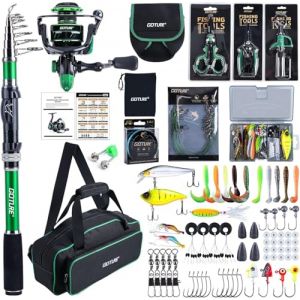 Goture Canne &agrave; P&ecirc;che Complet (Carbone 24T), Canne Surfcasting T&eacute;lescopique en Fibre de Carbone & Moulinet Spinning avec 9+1 Roulements &agrave; Billes Scell&eacute;s, avec Accessoires et Housse - Professionnelle (Goture-FR, neuf)