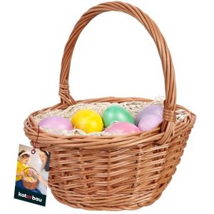 KOTARBAU® Panier de Courses en Osier Rond Brun Naturel 220 x 250 mm avec Anse tressé en Osier pour Les achats et pour Pique-Nique | Panier de Pâques décoratif (KOTARBAU, neuf)
