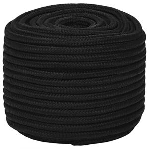 vidaXL Corde de Travail Ligne de Travail Corde Torsad&eacute;e Corde d'Amarrage C&acirc;ble de Travail Jardin Atelier Noir 12 mm 100 m Polyester (vidaXL FR, neuf)