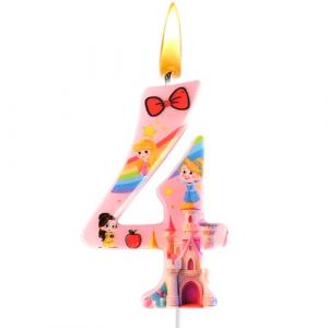 Bougies Anniversaire Princesse, Bougie Num&eacute;ro 4 Princesse, Bougies &agrave; G&acirc;teau, D&eacute;coration de G&acirc;teau, Rose, Fille, avec Motif, D&eacute;corations de F&ecirc;te, Anniversaires D'enfants, Mariages, Baby Showers (baiguangzi, neuf)