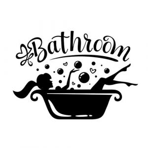 Autocollant de porte de salle de bain pour femme - D&eacute;coration murale - Autocollant mural pour toilettes - Accessoires amusants et mignons - Affiche d&eacute;corative pour chambre de fille (Wall4stickers, neuf)