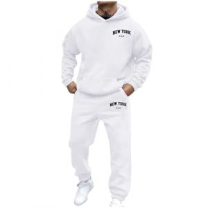 Surv&ecirc;tement Homme &agrave; Capuche Ensemble Jogging Homme 2 Pi&egrave;ce Sweat Hoodies et Pantalon Jogging Track Suit Ensemble de Surv&ecirc;tement Confortable Tenue Sport Combinaison De Sport pour Gym (01 White, XXXL) (Beythetly, neuf)