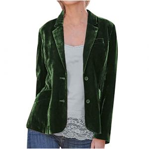 Susenstone Veste Blazer en Velours Vintage Femmes Bouton à Revers cranté Manches Longues Veste Vintage Slim Fit OL Bureau Affaires Veste Costume Devant Ouvert Manteau Blouson Outerwear Vert M (⭐⭐⭐⭐⭐Susenstone(Arrivée dans 5-15 jours), neuf)