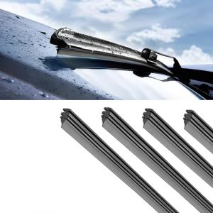 4 Pièces Caoutchouc Essuie Glace, Caoutchouc D'Essuie-Glace Universel, Lames d'Essuie-Glace De Rechange en Caoutchouc,Lame Essuie-Glace Noir en Caoutchouc Naturel,De Recharge Caoutchouc Plat 26 '' (MagiForeign, neuf)