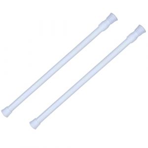 VYNZOR 2 Pi&egrave;ces Barre Extensible Sans Per&ccedil;age 30-50 cm Barre Rideau Extensible, Tringle Extensible Entre 2 Murs avec Ressort pour Fen&ecirc;tres, Armoires, Placards &agrave; Chaussures, Penderies, &eacute;tag&egrave;res (Blanc) (Shophaomall Store, neuf)