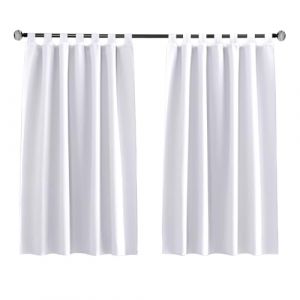 Tenger Home Rideau occultant Court, pour fenêtre de Cuisine, Rideau Opaque pour Chambre à Coucher avec Boucles, Chambre à Coucher, avec Passants, 1 pièce (Blanc, 70x120 cm) (Tenger Home, neuf)