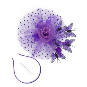 Bibi élégant décoré de fausses perles et papillon pour fête de mariage Accessoire de cheveux pour femme Bibi papillon pour mariage (Bogji, neuf)