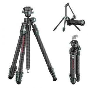 ULANZI JJ05 GlideGo 184cm Trépied Appareil Photo en Carbone avec Rotule Panoramique à 360° et axe Central Rotatif et Pliable, Trépied Caméra avec Plaque de Libération Rapide Uka pour DSLR, Max. 18 kg (ULANZI Official, neuf)