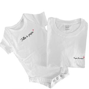 DSTNY Ensemble T-shirt adulte Homme et Body pour b&eacute;b&eacute; Fille &agrave; papa et Papa d'amour Blanc M et 6-12 mois (DSTNY, neuf)